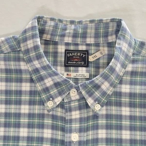 Faherty Supima Oxford Button Down Hemd Herren Gr.~XXL Blau/Grün Stretch Baumwolle - Bild 1 von 12