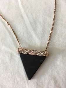 NWT Michael Kors MKJ4414 Rose Gold Black Onyx Triangle Pendant Necklace - Picture 1 of 3