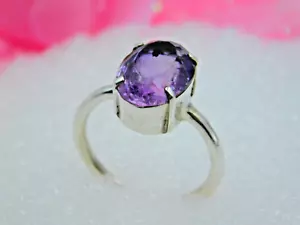 Original 925 Sterling Silber Ring mit natürlichem Amethyst Geburtsstein Silberring - Bild 1 von 5