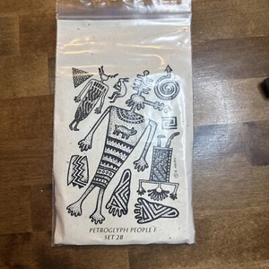Nuevo de Lote Antiguo Impress Me Sherrill Kahn Juego de Sellos de Goma 28 Petroglifos Gente F Tribal - Imagen 1 de 2