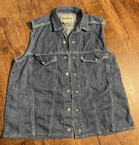 VINTAGE Levis Denim Shirt Vest Womens Large Sleeveless Snap Up Blue 93' - Picture 1 of 5