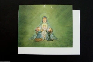 # I 695 - Tarjeta de felicitación de Navidad Tasha Tudor sin usar Madonna y niño y niños - Imagen 1 de 3