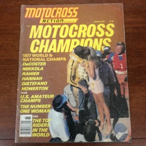 MOTOCROSS ACTION CHAMPIONS MARCH 1977 HANNAH DECOSTER VINTAGE TWINSHOCK YZ RM - Picture 1 of 9