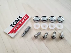 Security Anti Theft License Plate Screws Stainless bolts CHROME Caps for Tesla - Picture 1 of 2