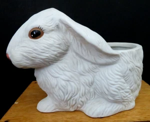 Vintage Bisque BUNNY PLANTER Spring & Easter Holiday Decor 6" Pot Very Cute EUC - Picture 1 of 7
