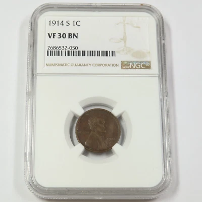 1914 S NGC VF30 BN | Lincoln Wheat Penny Cent - 1c US Coin #43781A - Image 1 of 2