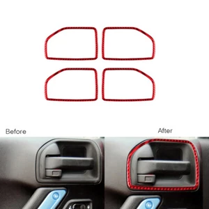 4Pcs Red Carbon Fiber Interior Door Handle Bowl Cover For Jeep Wrangler JK 11-17 - Picture 1 of 8