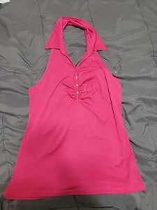 Womens Size Large Dots Brand Pink Halter Top Shirt - Picture 1 of 2