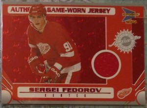 Sergei Fedorov 2003-04 Pacific Prism RED Game-Worn Jersey  /75 Detroit Red Wings