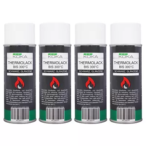 4x KOKA Thermo-Lack Schwarz glänzend 300°C hitzefest Ofen Auspuff Kamin Motor - Bild 1 von 3