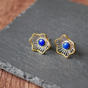 925 Sterling Silver Large Lotus Flower Stud Post Earrings A1384 - Bild 1 von 12