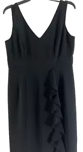 SPENSE Sleeveless Polyester V-Neck Knee Length Solid Black Sheath Dress Size 8 - Picture 1 of 12