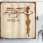 African Woman Shower Curtain Slim Vintage Girl Print for Bathroom