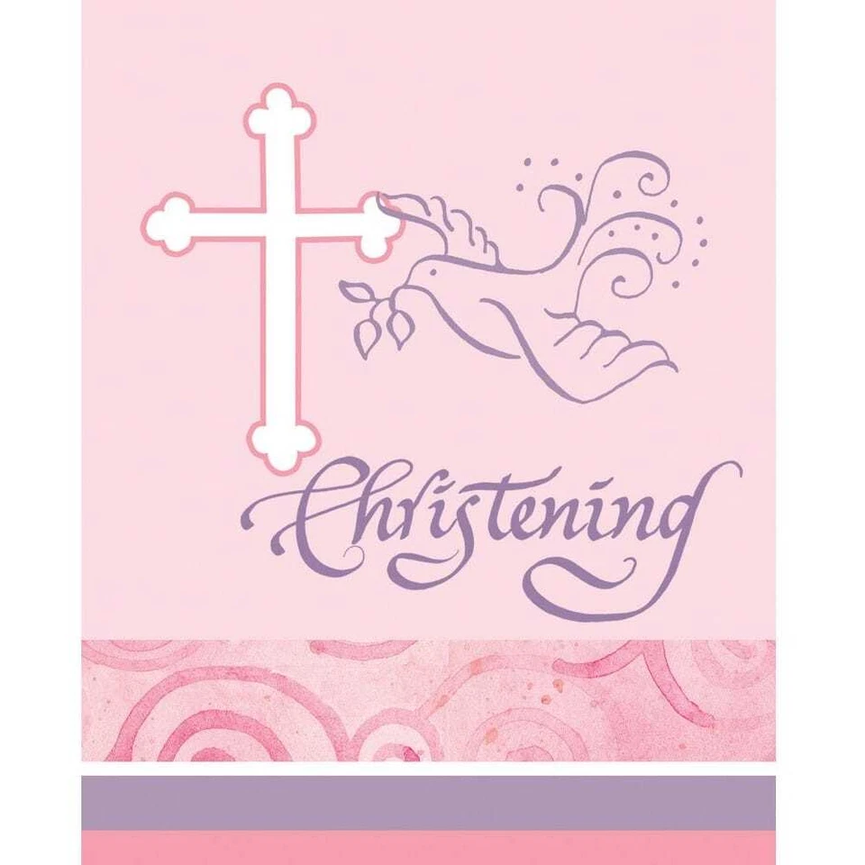 Faithful Dove Pink Invitations Christening 8CT - Image 1 of 1