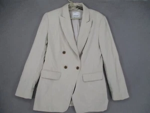 Commonry Blazer Womens 10 Beige Linen Double Breasted Office Career Formal Coat - Picture 1 of 21