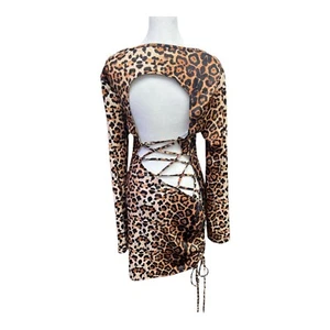 Hot girl leopard print suspender dress new style waist short style - Picture 1 of 3