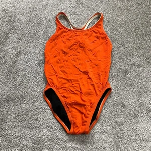 Nike Swimwear Vintage One Piece Kids Girls 10 Orange Backless Bathing Suit Beach - Picture 1 of 13