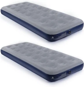 Camping Air Mattress Inflatable Bed Flocked Single, Navy Blue-2pcs - Picture 1 of 8
