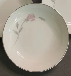 Vintage Mikasa Fine China PRIMROSE Pink Roses Gray Leaves 5.75" Dessert Bowls - Picture 1 of 4