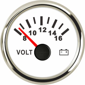 White 52MM 2-1/16" Voltmeter 8-16V for Auto Truck Marine Universal Style Red LED - Picture 1 of 6