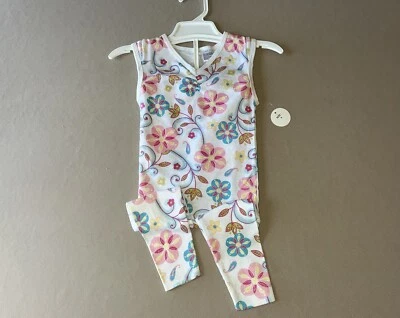 Girls Small 4T  “Floral With Glitter” Pajama Tank Top &  Bottoms, New With Tags! - Image 1 of 4