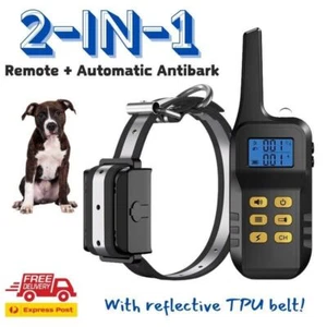 2-in-1 Remote Dog Training Same As Pet-Tech +Auto AntiBark Beep+Vibration+Shock - Picture 1 of 9