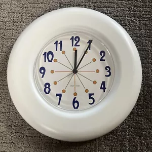 Sterling & Noble VTG Wall Clock White Retro Atomic 10” Works - Picture 1 of 3