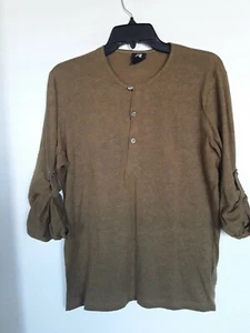 H&M Henley 3/4 Sleeve Blouse  Top Sz M - Picture 1 of 3