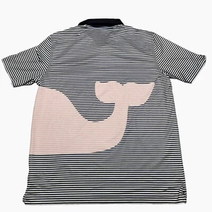 Vineyard Vines Polo Shirt Boys XL 18 Golf Blue Stripe Short Sleeve Big Whale - Picture 1 of 5
