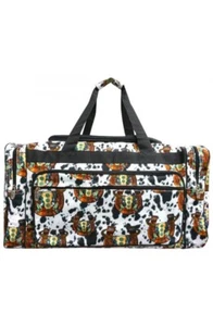 NGIL Canvas 23" Duffle Bag -WESTERN FRONTIER COW Print - Girls Trip- Tote Bag - Picture 1 of 1