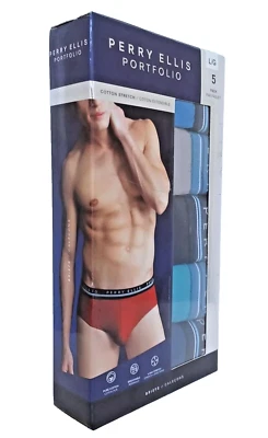 PACK DE 5 CALZONCILLOS PERRY ELLIS PORTAFOLIO ALGODÓN ELÁSTICO L 36-38 $38 Foto 1 de 3