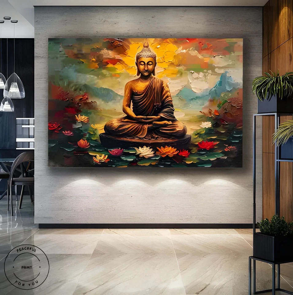 Póster en lienzo de Buda impresión de meditación obras de arte de yoga póster budista de Buda 8 Foto 1 de 4