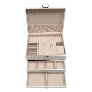 3 Layers Jewelry Organizer Jewelry Box Watch Ring Earring Necklace Storage Case - Picture 1 of 17