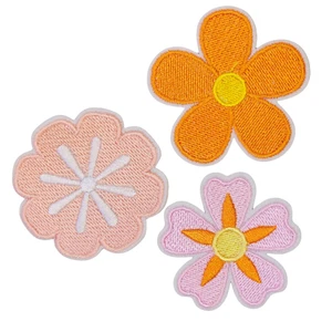Set of 3 Retro Iron-On Embroidered Patches – Groovy Flower Power Designs - MCM - Picture 1 of 3