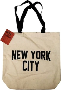 NYC Tote Bag Canvas New York City Gift Souvenir Black Straps by NYC Factory - Picture 1 of 1