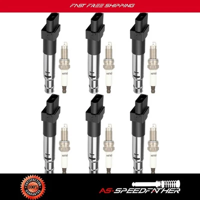 6 Ignition Coil & Spark Plug For Audi TT Quattro 2004-2006 2008-2009 3.2L UF531 - Image 1 of 4