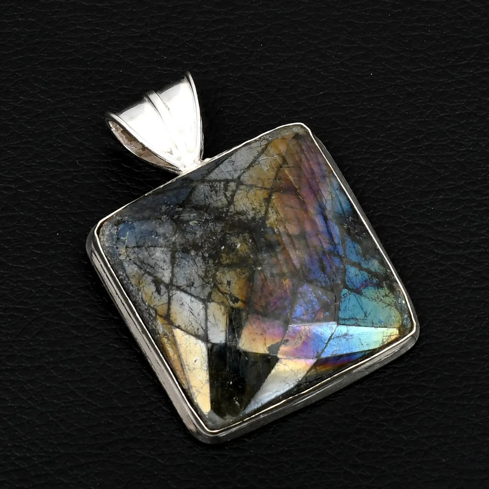 Colgante étnico hecho a mano de piedras preciosas de cuarzo aura de titanio joyería 2,04" AP-25068 Foto 1 de 1