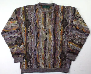 Tundra Vintage 90's Coogi Style Chunky Pullover Crewneck Sweater Size Large - Picture 1 of 4