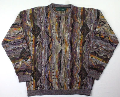 Tundra Vintage 90's Coogi Style Chunky Pullover Crewneck Sweater Size Large - Image 1 of 4