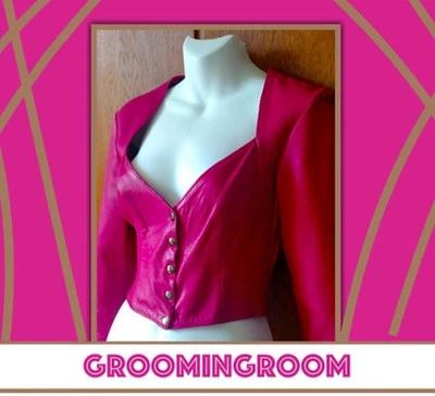 FIRENZE SANTA BARBARA Chaqueta Top Vintage Rosa Cuero de Becerro Suave - Talla S Foto 1 de 4