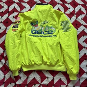 Team Geico Powerboat Racing Jacket Mens M Yellow Australia Speedboat Used Neon - Picture 1 of 10