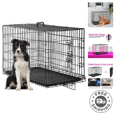 Portable 48" Dog Crate with Double Doors - Perfect for Indoor & Outdoor Use - Image 1 of 4