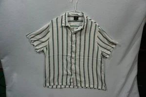 Level Ten Mens Size L Shirt White Multicolor Stripe Short Sleeve Button Up - Picture 1 of 7