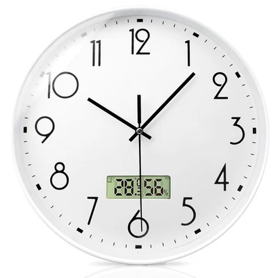 Funk Wanduhr 12 Zoll Wanduhr Funk Digitale Funkwanduhr Küchenuhr Mit Temperat... - Bild 1 von 4