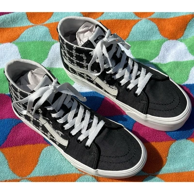 Vans Sk8-Hi Tapered Stackform Black Platform Denim Mix Sneakers W 8/M 6.5 New - Image 1 of 4