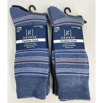 6 pares de calcetines suaves clásicos de algodón de moda para hombre 6-12 rayas azules gris oscuro NUEVO Foto 1 de 4