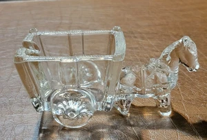 Vintage Klar Depression Glas Aschenbecher Esel und Wagen Wagen - Bild 1 von 9