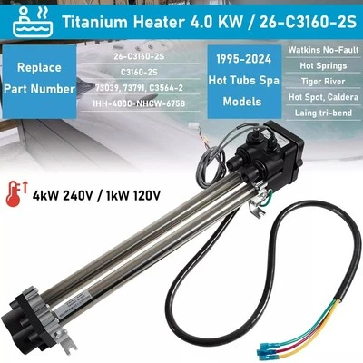 No-Fault Spa Heater for 1995+ Hot Spring/Watkins - 4KW Titanium w/Sensors- 73791 - Image 1 of 4