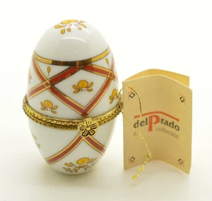 del Prado EP17 Porcelain Hand Painted Hinged Trinket Jewelry Pill Box Egg Shape - Picture 1 of 8