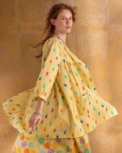 Camicetta artista Gudrun Sjödén cotone biologico pastello taglia M $108 nuova con etichette - Foto 1 di 7